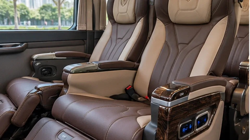 Ghế thương gia trên xe limousine 29 chỗ.
